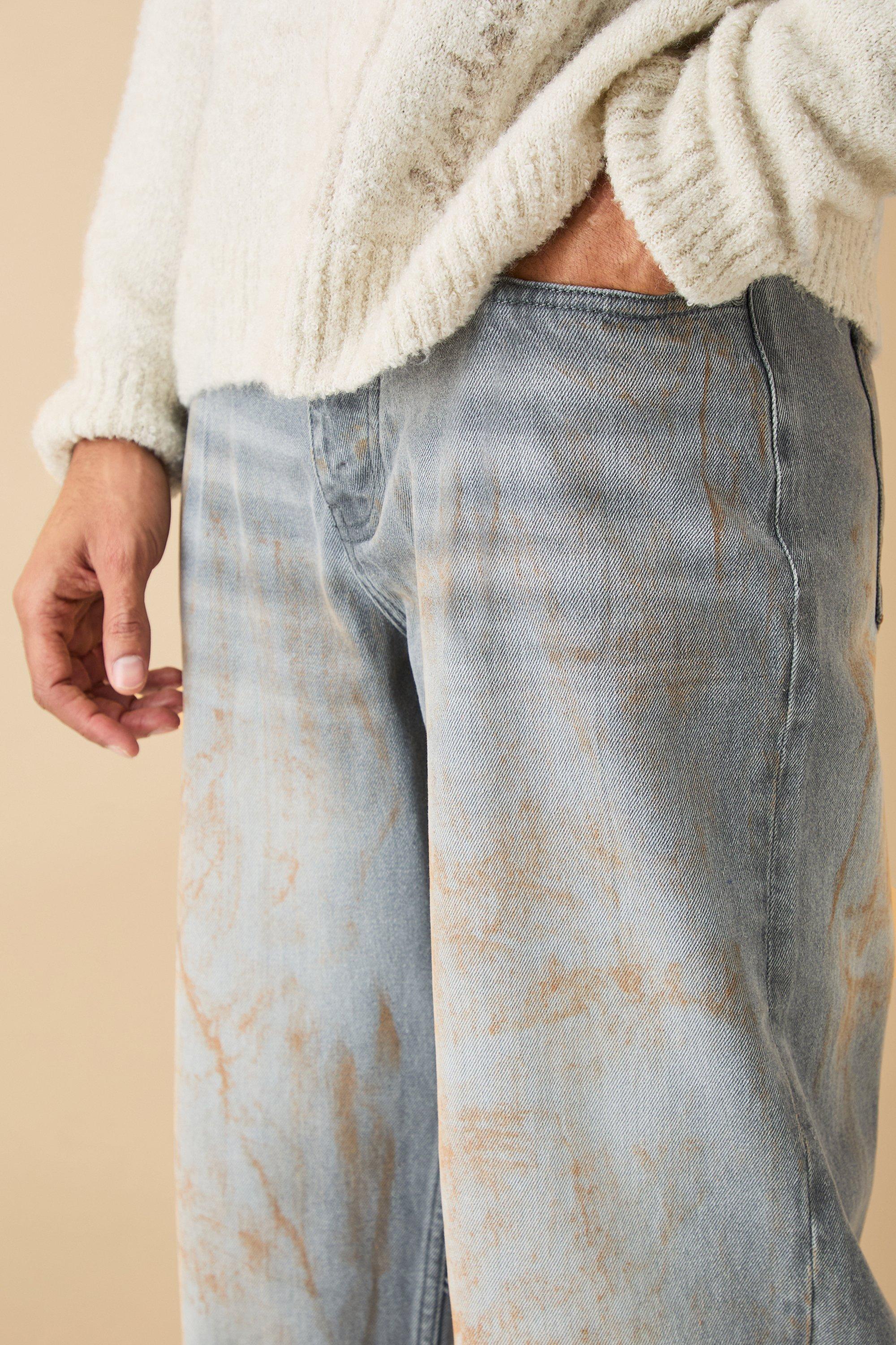 Baggy Rigid Dirty Wash Jeans | boohoo